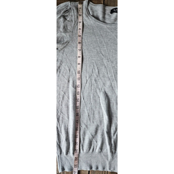 Ralph Lauren Sweater Womens Medium Gray Ruffled Puff Sleeve Soft Thin Knit Top - Picture 7 of 8